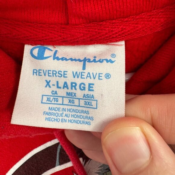 Champion x Naruto Kakashi Reverse Wave Hoodie Adult Size XL Red Y2K - Picture 9 of 12